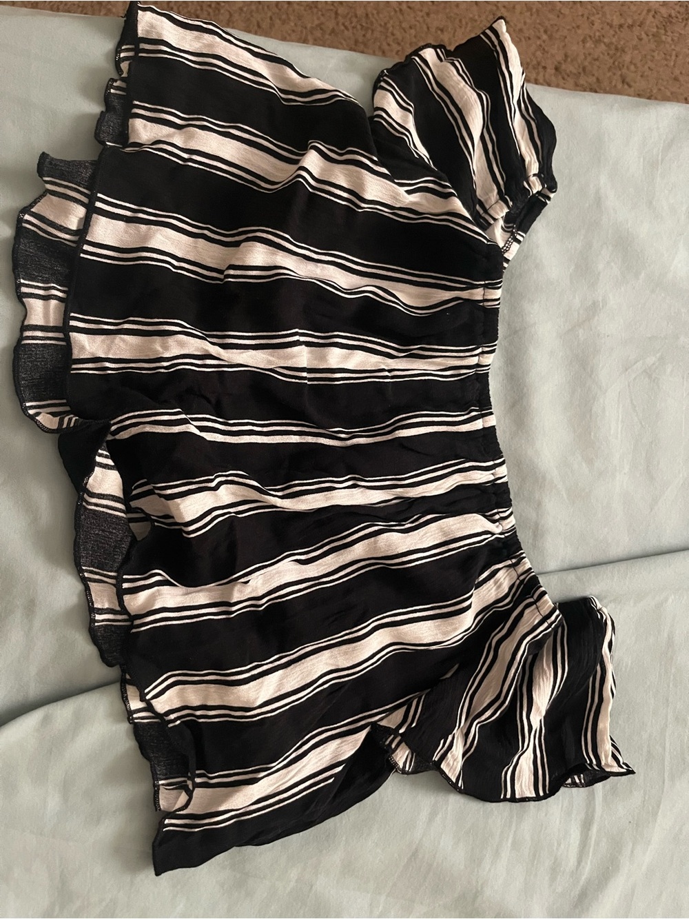 Forever 21 Black and White Striped Off-Shoulder Top